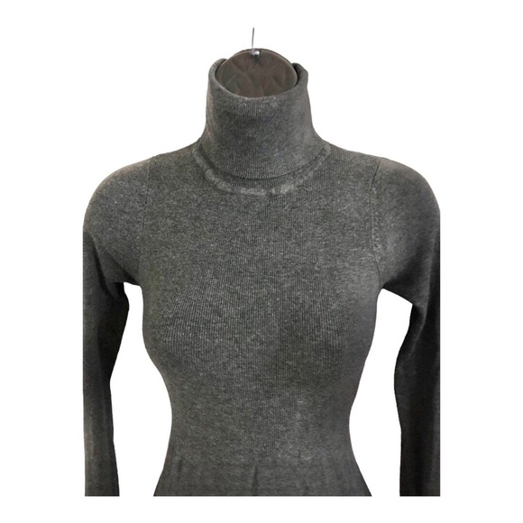 Zara charcoal gray knit stretch turtleneck fitted long sleeve sweater dress‎ - Picture 11 of 16